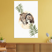 Toile tiger fille jungle feuilles verts (Insitu(Salon))