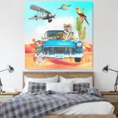 Toile Tiger Retro Car Desert Cactus Surreal Collage (Insitu(Chambre))
