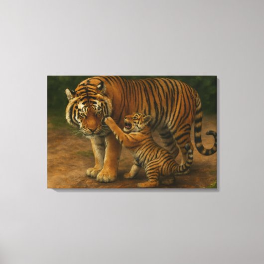 Toile Tiger Tenderness - Parent et Cub en Forêt (Recto)