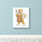 Toile Tigre à la peinture avec peinture et pinceau (Insitu (Plancher de Bois))