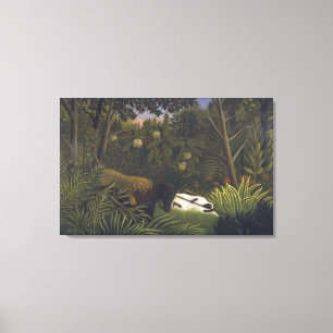 Toile Tigre attaquant un cheval et un homme de couleur