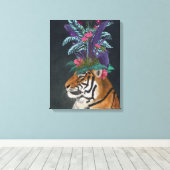 Toile Tigre avec tête tropicale (Insitu (Plancher de Bois))