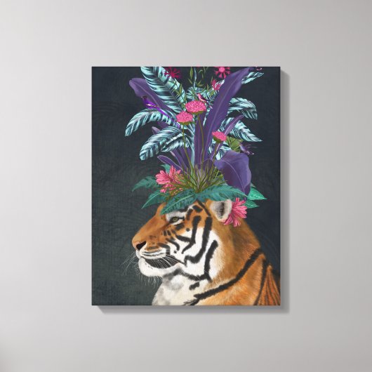 Toile Tigre avec tête tropicale (Recto)
