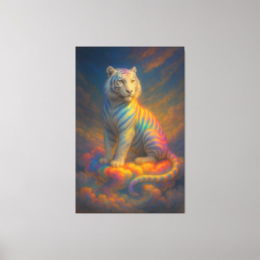 Toile Tigre Blanc Arc-en-Ciel Céleste – Peinture d'Art F (Recto)