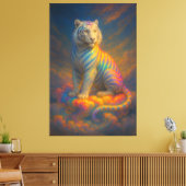 Toile Tigre Blanc Arc-en-Ciel Céleste – Peinture d'Art F (Insitu(Salon))