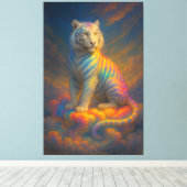 Toile Tigre Blanc Arc-en-Ciel Céleste – Peinture d'Art F (Insitu (Plancher de Bois))