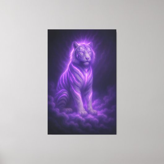 Toile Tigre blanc Azure Thunder – Majesté céleste (Recto)