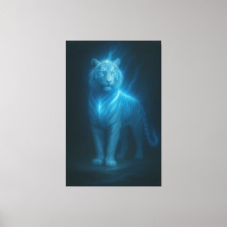Toile Tigre Blanc Céleste Azur – Art Fantastique de Haut