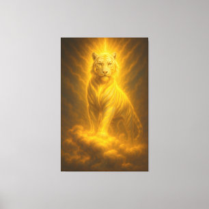 Toile Tigre Blanc Céleste Doré Ascension – Divin Ri