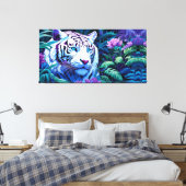 Toile Tigre blanc en fleurs violettes (Insitu(Chambre))