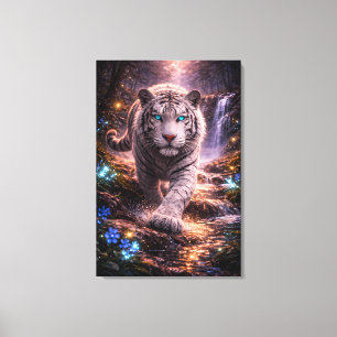 Toile Tigre Blanc en Mouvement – Série d'Art ManJiangHon