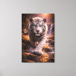 Toile Tigre Blanc en Mouvement – Série d'Art ManJiangHon