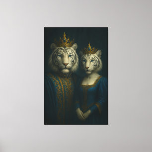 Toile Tigre blanc royal Roi & Reine – Couronne de saphir