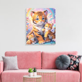 Toile Tigre & Cubs Animé Cute Pastel (Insitu(Salon))