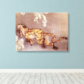 Toile Tigre dans la neige par Hokusai (Insitu (Plancher de Bois))