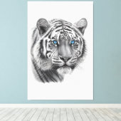 Toile Tigre - Dessin au crayon avec les yeux bleus (Insitu (Plancher de Bois))