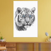 Toile Tigre - Dessin au crayon avec les yeux bleus (Insitu(Salon))