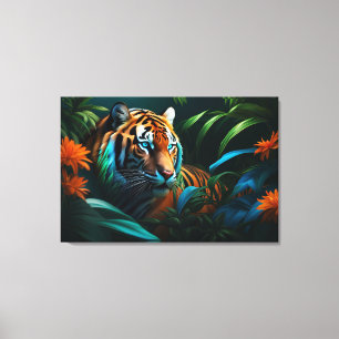 Toile Tigre dramatique dans la jungle