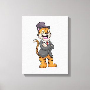 Toile Tigre en marié avec veste et chapeau