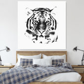 Toile Tigre noir et blanc visage gros (Insitu(Chambre))