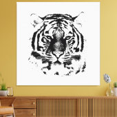 Toile Tigre noir et blanc visage gros (Insitu(Salon))