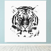 Toile Tigre noir et blanc visage gros (Insitu (Plancher de Bois))