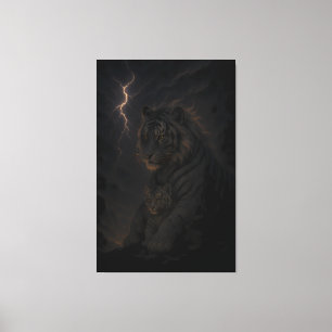 Toile Tigre & Petit – Gardien de la Tempête - Animal de 
