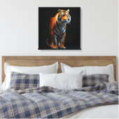 Toile Tigre pleine taille de haute qualité sur noir| (Insitu(Chambre))