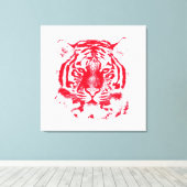 Toile Tigre rouge et blanc face rapprochée (Insitu (Plancher de Bois))