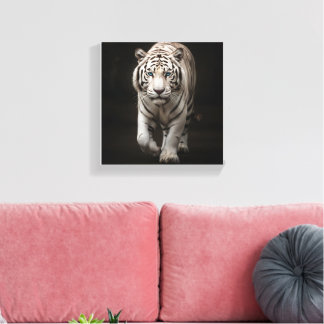 Toile Tigre Souverain" Tigre Blanc Majestueux Beaux-Arts