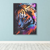 Toile Tigre | Tigre coloré dessin Abstrait (Insitu (Plancher de Bois))