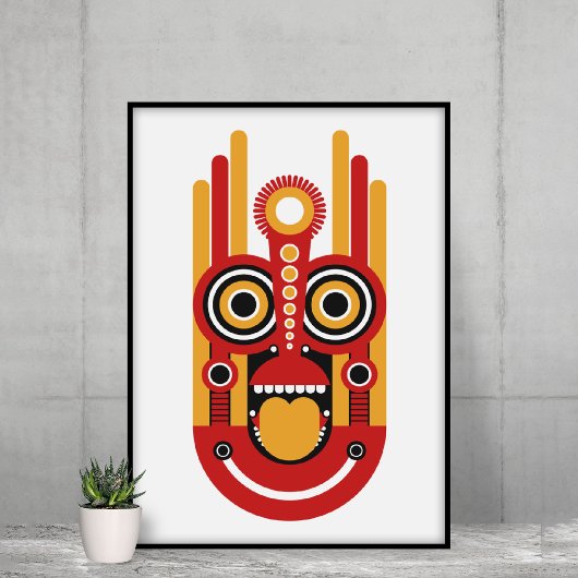 Toile Tiki jaune rouge