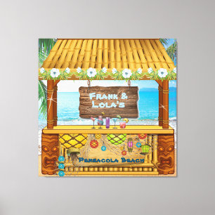 Toile Tiki Shack Blue Beachy Floral Photo Dessin