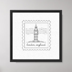 Toile Timbre de Londres Angleterre Art - Big Ben Minimal