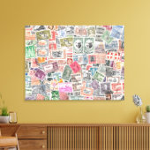 Toile Timbres du monde entier, Canvas Art Unique (Insitu(Salon))