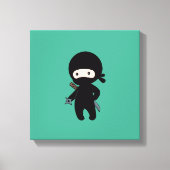 Toile Tiny Ninja Holding Throwing Star sur Green (Recto)