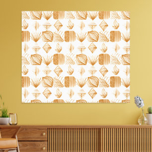 Toile Tissu Tribal des Caraïbes audacieux : Or, blanc