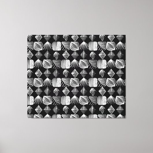 Toile Tissu Tribal des Caraïbes en gras - noir et blanc, (Recto)