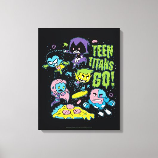 Toile Titans Ados, allez ! | Gnarly 90's Pizza Graphic (Recto)