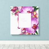 Toile Toiles tendues avec des orchidées florales Ajouter (Insitu (Plancher de Bois))