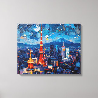 Toile Tokyo Skyline Premium Canvas Wall Art | Ville noct