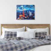 Toile Tokyo Skyline Premium Canvas Wall Art | Ville noct (Insitu(Chambre))