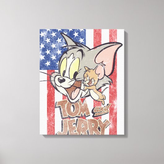 Toile Tom & Jerry avec le drapeau américain (Recto)