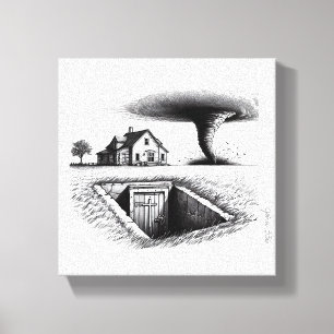Toile Tornado Maison Cave avec Croix