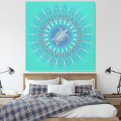 Toile Tortue argentée turquoise mandala côtier (Insitu(Chambre))