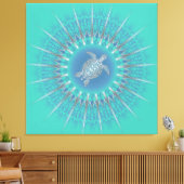Toile Tortue argentée turquoise mandala côtier (Insitu(Salon))