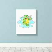 Toile Tortue avec boisson dans l'eau (Insitu (Plancher de Bois))