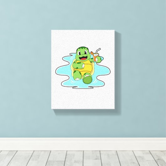 Toile Tortue avec boisson dans l'eau (Insitu (Plancher de Bois))