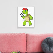 Toile Tortue avec téléphone et Casquette (Insitu(Salon))