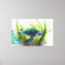 Tortue bleue, Tortue, Décor marin, Art de la plage